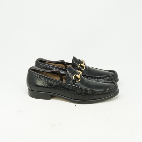Gucci Black Leather Horsebit Loafers with Gold Hardware main image 7